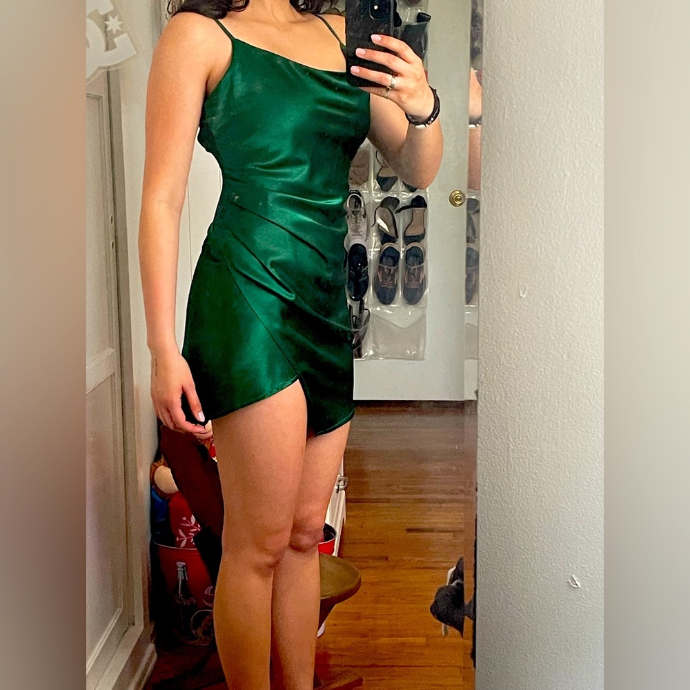 Mini Satin Green LuLus Dress